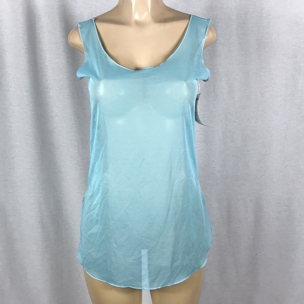 Zuliana Size Small Light Blue Mesh Cover Up Dress. Made in USA.  New With Tags